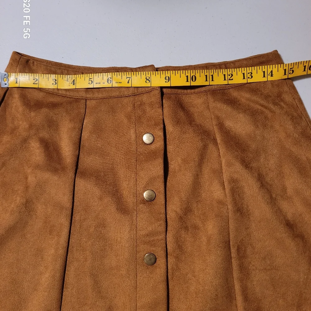Primark Women's Faux Suede Button-Up A line Mini Skirt Copper Size 6 - Picture 5 of 8